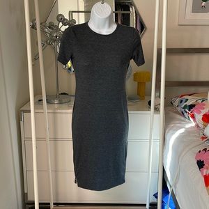 Glamorous Petite gray round neck gray midi dress with zipper details size 4